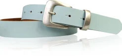 SALERNO: 3 cm Damen Ledergürtel mit passender Schlaufe in mattsilber
