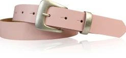 SALERNO: 3 cm Damen Ledergürtel mit passender Schlaufe in mattsilber