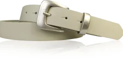 SALERNO: 3 cm Damen Ledergürtel mit passender Schlaufe in mattsilber