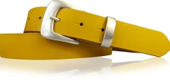 SALERNO: 3 cm Damen Ledergürtel mit passender Schlaufe in mattsilber