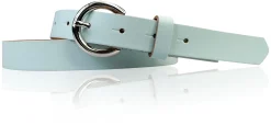 SANAI: schmaler Damen Ledergürtel 2,5 cm mit silberner runder Gürtelschnalle