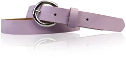 SANAI: schmaler Damen Ledergürtel 2,5 cm mit silberner runder Gürtelschnalle