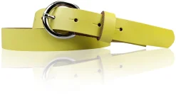 SANAI: schmaler Damen Ledergürtel 2,5 cm mit silberner runder Gürtelschnalle