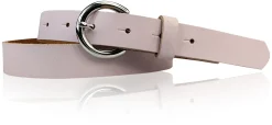 SANAI: schmaler Damen Ledergürtel 2,5 cm mit silberner runder Gürtelschnalle