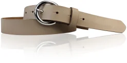SANAI: schmaler Damen Ledergürtel 2,5 cm mit silberner runder Gürtelschnalle