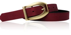 SCARLETT Exklusiver Damen Ledergürtel mit Steigbügel-Gürtelschnalle in mattgold, 2,5 cm