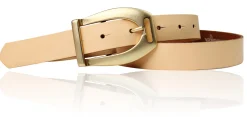 SCARLETT Exklusiver Damen Ledergürtel mit Steigbügel-Gürtelschnalle in mattgold, 2,5 cm