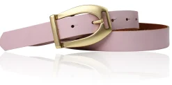 SCARLETT Exklusiver Damen Ledergürtel mit Steigbügel-Gürtelschnalle in mattgold, 2,5 cm