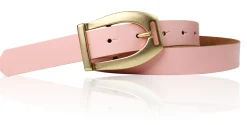 SCARLETT Exklusiver Damen Ledergürtel mit Steigbügel-Gürtelschnalle in mattgold, 2,5 cm
