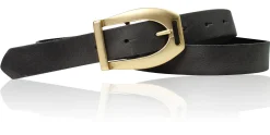 SCARLETT Exklusiver Damen Ledergürtel mit Steigbügel-Gürtelschnalle in mattgold, 2,5 cm