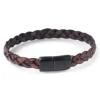schlichtes Armband, echte Lederkordel, Magnetverschluss schwarz Edelstahl