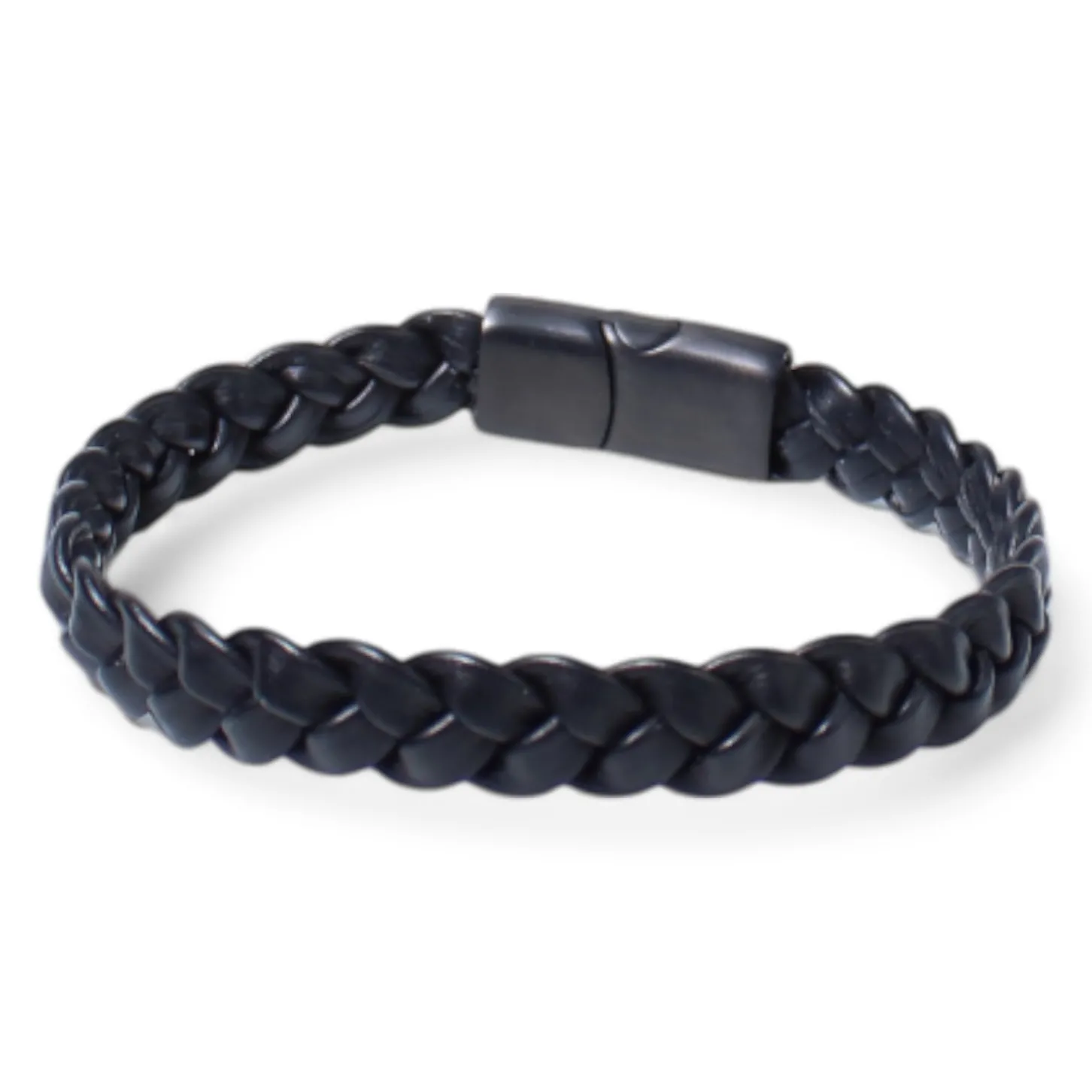 schlichtes Armband, echte Lederkordel, Magnetverschluss schwarz Edelstahl