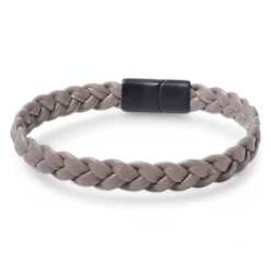 schlichtes Armband, echte Lederkordel, Magnetverschluss schwarz Edelstahl