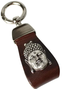 Schlüsselanhänger aus Vollrindleder mit Buddhakopf