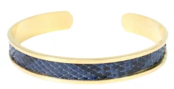 schmaler Armreif aus Fischleder, Edelstahl, tolle Farben, gold
