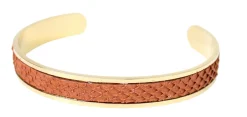schmaler Armreif aus Fischleder, Edelstahl, tolle Farben, gold