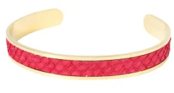 schmaler Armreif aus Fischleder, Edelstahl, tolle Farben, gold