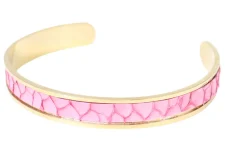 schmaler Armreif aus Fischleder, Edelstahl, tolle Farben, gold