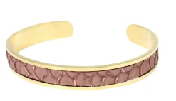 schmaler Armreif aus Fischleder, Edelstahl, tolle Farben, gold
