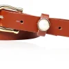 Schmaler Damen Ledergürtel 2,2 cm mit vergoldeter Hufeisen Gürtelschnalle, Zier Perle