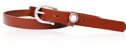 Schmaler Damen Ledergürtel 2,2 cm mit versilberter Hufeisen Gürtelschnalle, Zier Perle