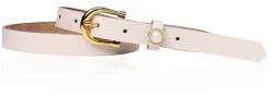 Schmaler Damen Ledergürtel 2,2 cm mit vergoldeter Hufeisen Gürtelschnalle, Zier Perle