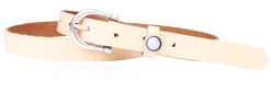 Schmaler Damen Ledergürtel 2,2 cm mit versilberter Hufeisen Gürtelschnalle, Zier Perle