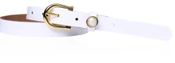 Schmaler Damen Ledergürtel 2,2 cm mit vergoldeter Hufeisen Gürtelschnalle, Zier Perle