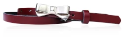 Süßer Damen Ledergürtel 1,5 cm, Gürtelschnalle Schleife silber, echt Leder