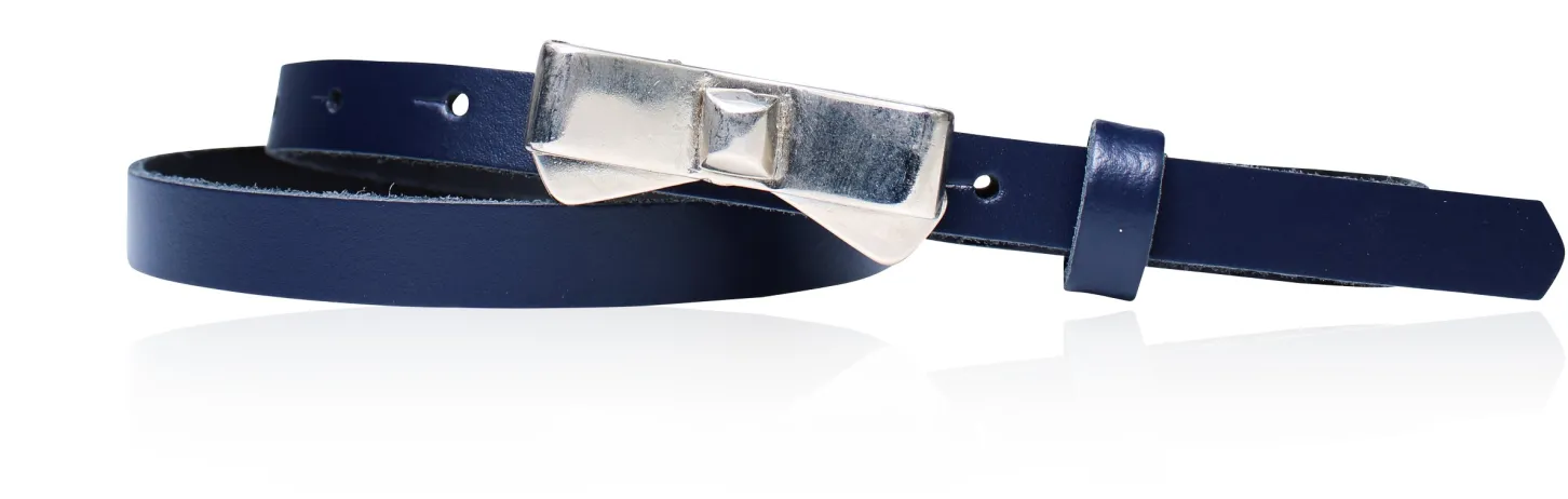 Süßer Damen Ledergürtel 1,5 cm, Gürtelschnalle Schleife silber, echt Leder