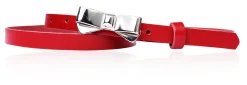 Süßer Damen Ledergürtel 1,5 cm, Gürtelschnalle Schleife silber, echt Leder