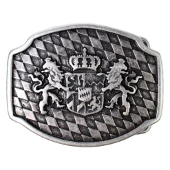 Silberne Trachtengürtelschnalle, Bayerisches Wappen Trachten Buckle für 4 cm Gürtel