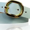 SINA: Damen Ledergürtel 3 cm mit goldener ovaler Gürtelschnalle, echt Ledergürtel