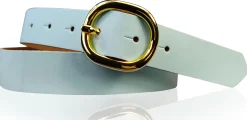 SINA: Damen Ledergürtel 3 cm mit goldener ovaler Gürtelschnalle, echt Ledergürtel