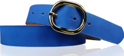 SINA: Damen Ledergürtel 3 cm mit goldener ovaler Gürtelschnalle, echt Ledergürtel