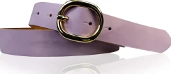 SINA: Damen Ledergürtel 3 cm mit goldener ovaler Gürtelschnalle, echt Ledergürtel