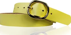 SINA: Damen Ledergürtel 3 cm mit goldener ovaler Gürtelschnalle, echt Ledergürtel