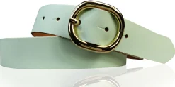SINA: Damen Ledergürtel 3 cm mit goldener ovaler Gürtelschnalle, echt Ledergürtel