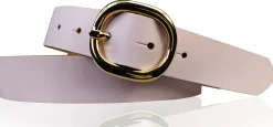 SINA: Damen Ledergürtel 3 cm mit goldener ovaler Gürtelschnalle, echt Ledergürtel