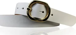 SINA: Damen Ledergürtel 3 cm mit goldener ovaler Gürtelschnalle, echt Ledergürtel