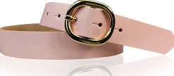 SINA: Damen Ledergürtel 3 cm mit goldener ovaler Gürtelschnalle, echt Ledergürtel