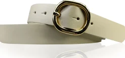 SINA: Damen Ledergürtel 3 cm mit goldener ovaler Gürtelschnalle, echt Ledergürtel