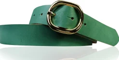 SINA: Damen Ledergürtel 3 cm mit goldener ovaler Gürtelschnalle, echt Ledergürtel