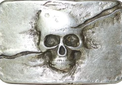 SKULL II Totenkopf Gürtelschnalle 4 cm silber Skull Buckle