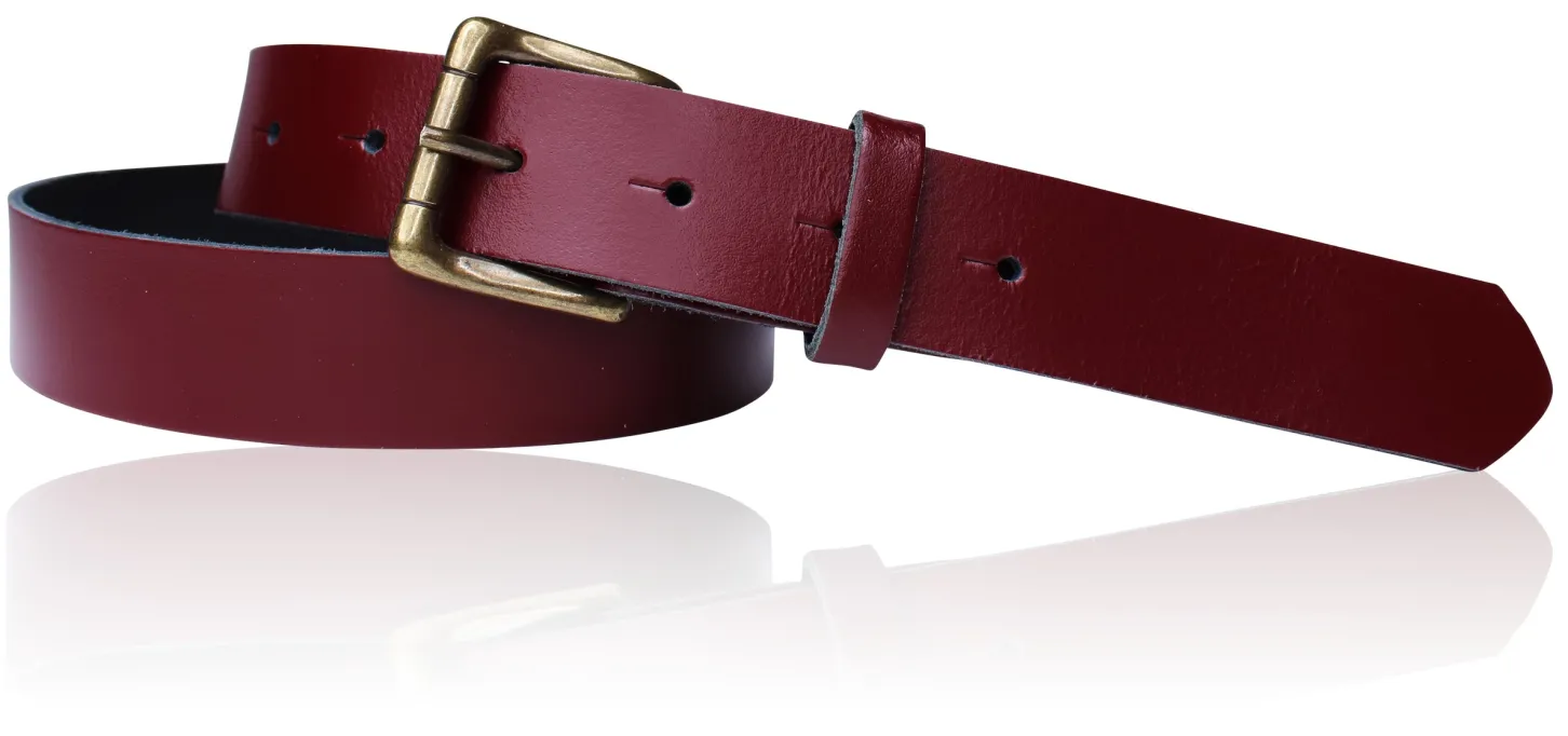 Sportiver Damen Ledergürtel 2,8 cm, Gürtelschnalle messingfarbig, echt Leder