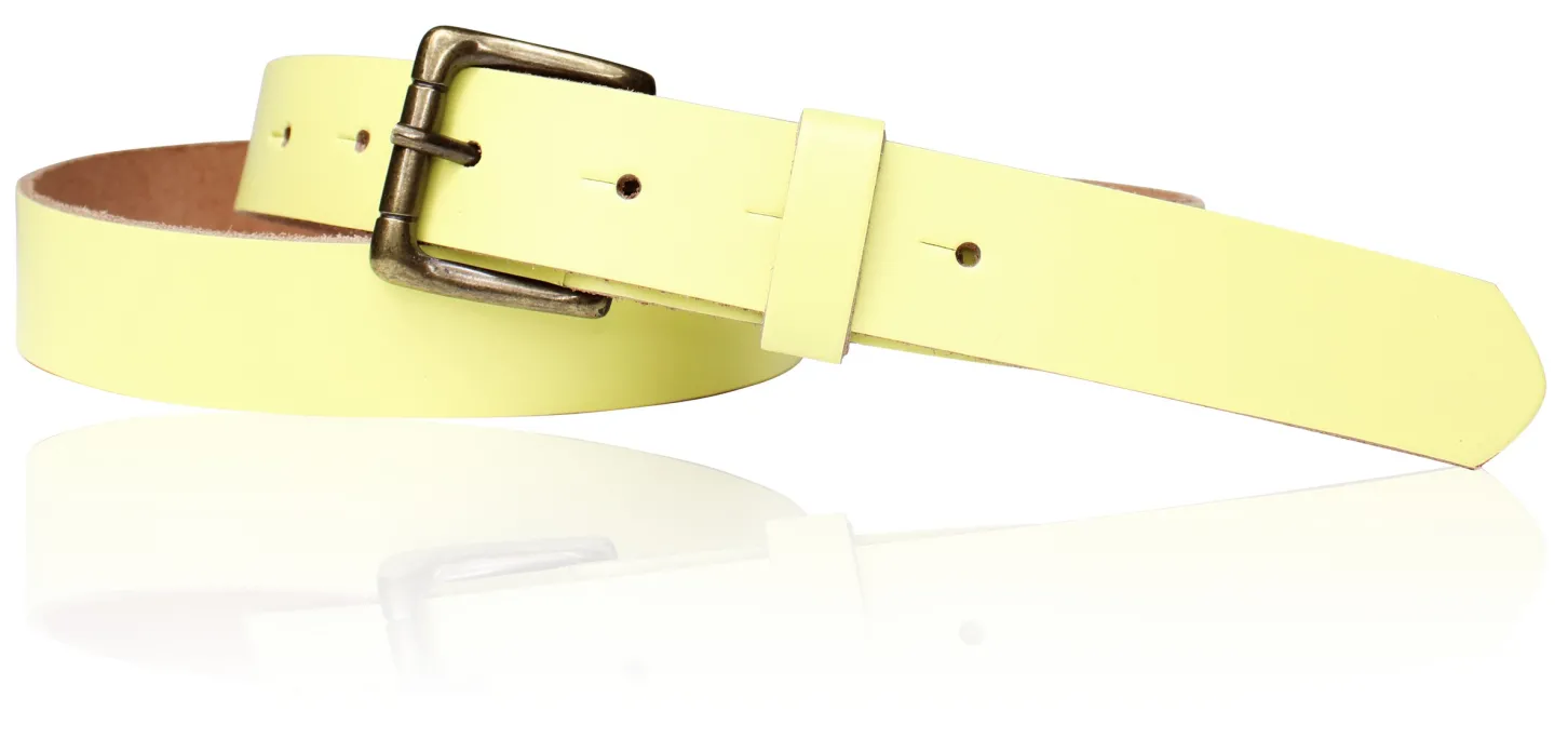 Sportiver Damen Ledergürtel 2,8 cm, Gürtelschnalle messingfarbig, echt Leder
