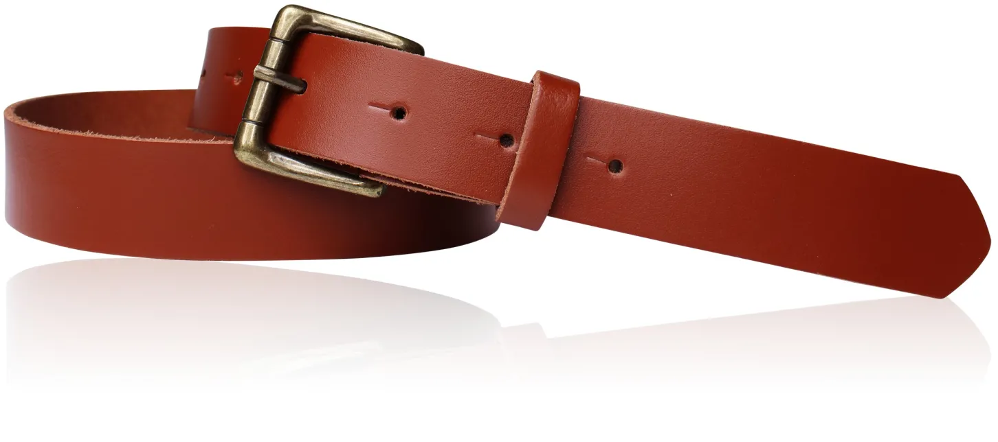Sportiver Damen Ledergürtel 2,8 cm, Gürtelschnalle messingfarbig, echt Leder