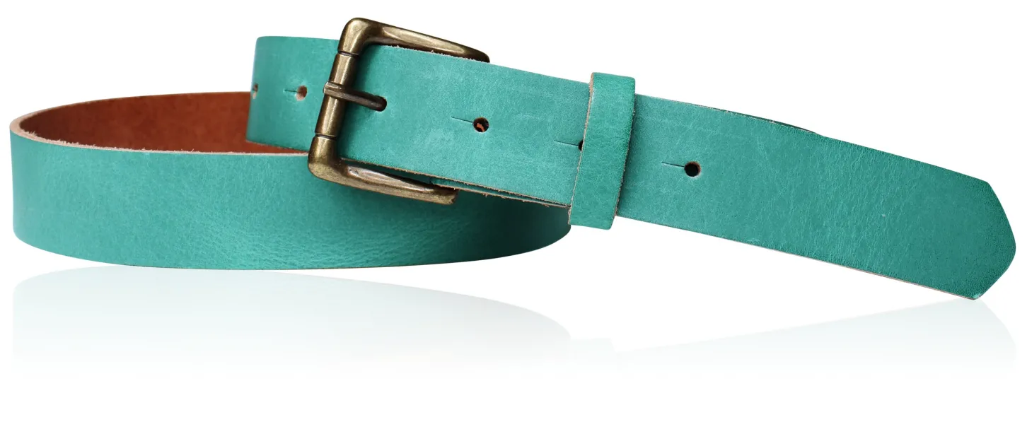 Sportiver Damen Ledergürtel 2,8 cm, Gürtelschnalle messingfarbig, echt Leder