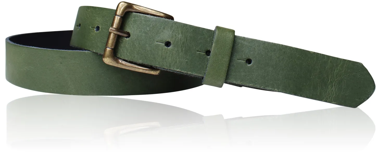 Sportiver Damen Ledergürtel 2,8 cm, Gürtelschnalle messingfarbig, echt Leder