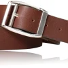 Sportiver Ledergürtel 4 cm, hochwertige Metallschnalle, versilbert, kratzfest lackiert, Narbenleder